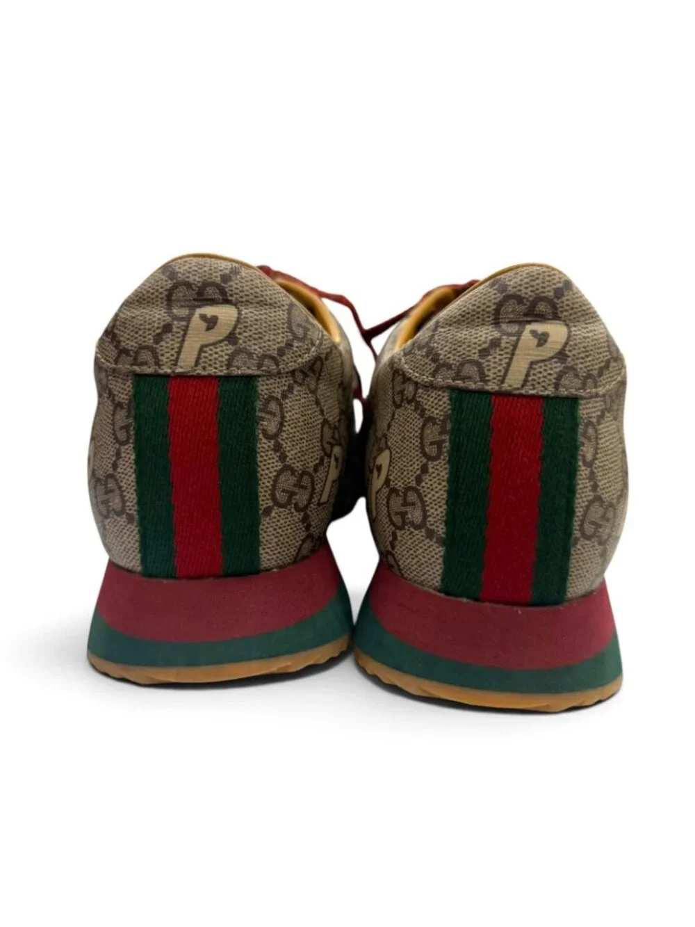 Gucci Palace Web Line GG Supreme Lace-up Low-Top Sneakers Brown Gold